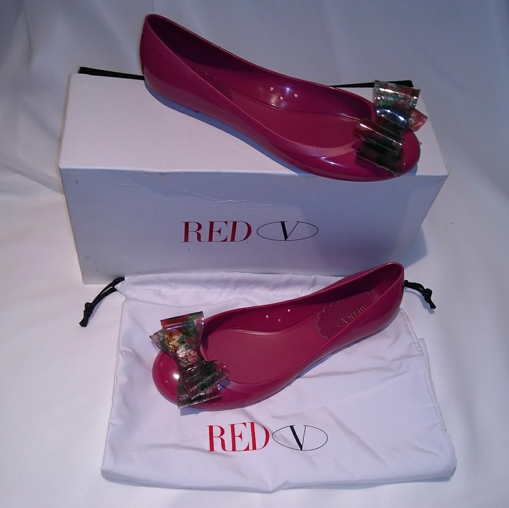 Valentino red jelly slip on
